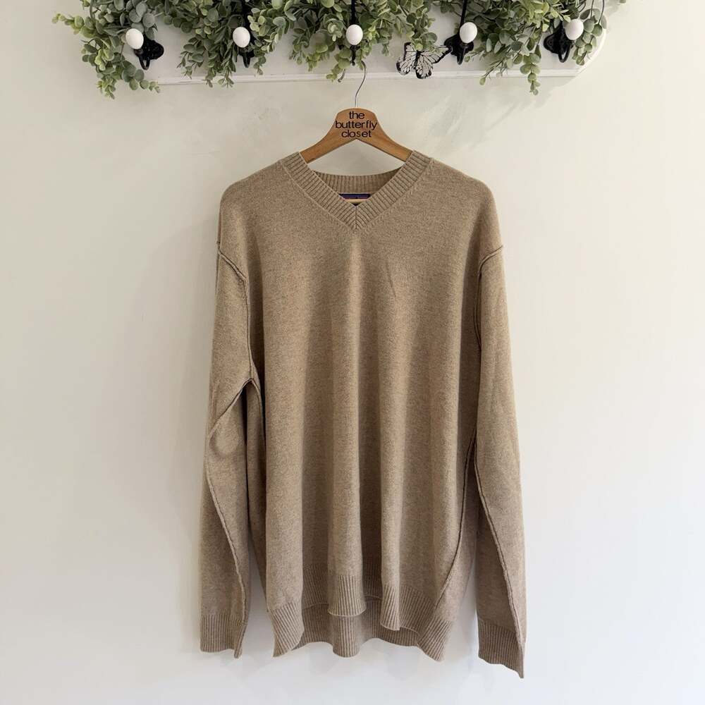 Men’s Patagonia Cashmere V Neck Brown Sweater XL